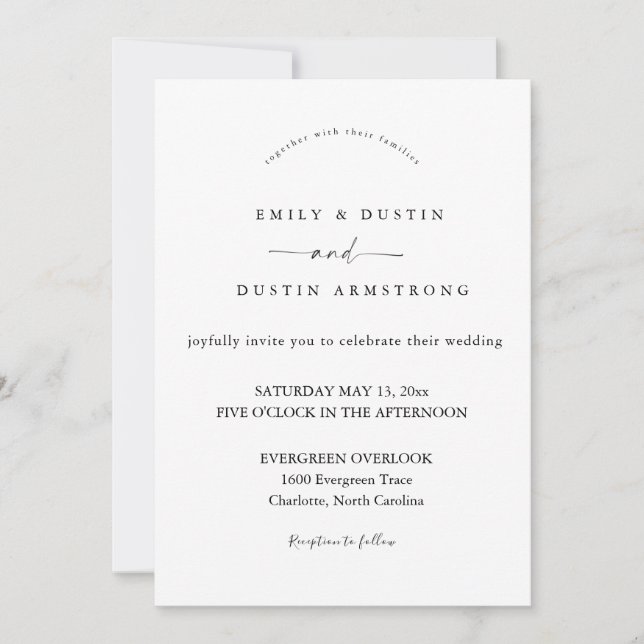Convite de Casamento Minimalista Boho (Frente)