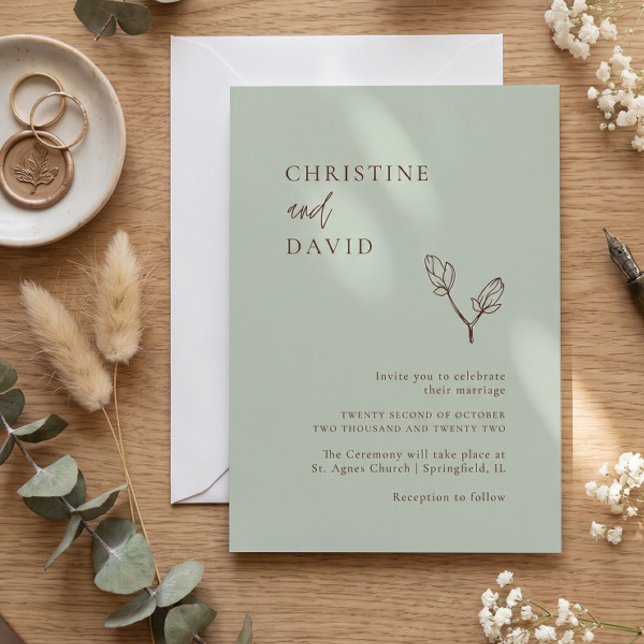 Convite de casamento Minimalista Boho Floral Salvi (Criador carregado)