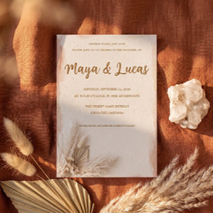 Convite de Casamento Minimalista Boho Terracota Mo