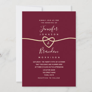 Convite de Casamento Minimalista Borgonha