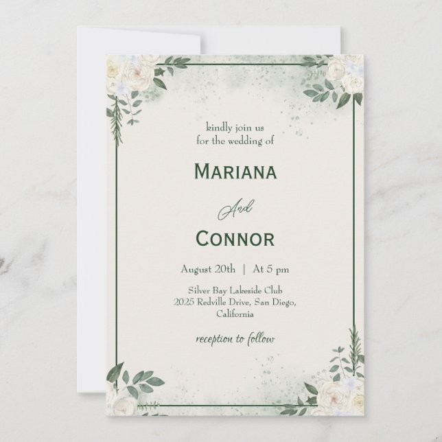 Convite de Casamento Minimalista Botânico Moderno (Frente)