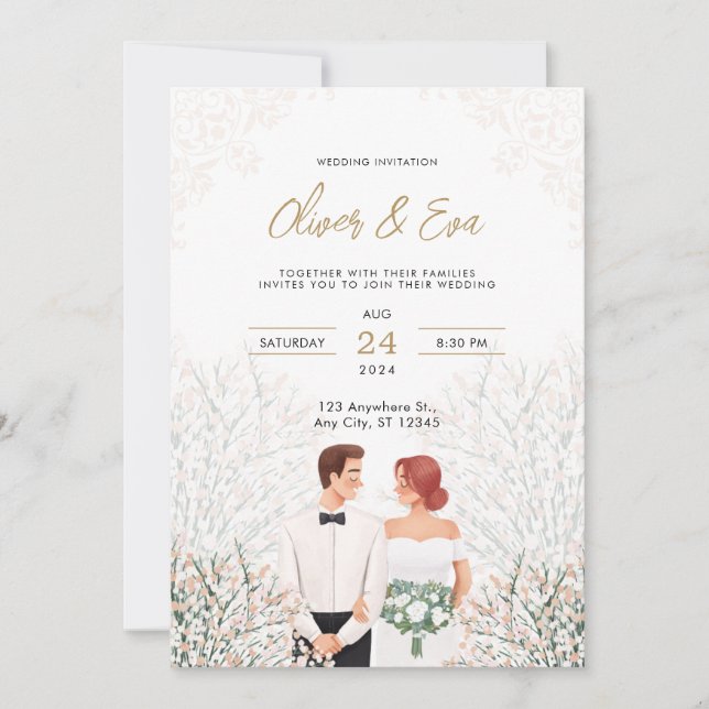 Convite de Casamento Minimalista Branco (Frente)