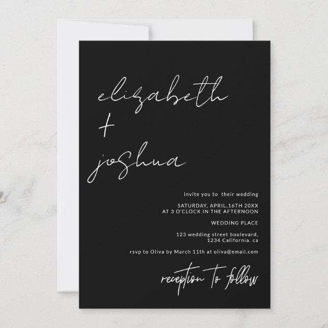 Convite de Casamento Minimalista Caligráfico Moder (Frente)