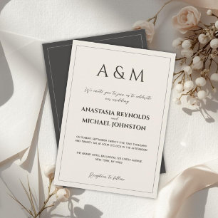 Convite de casamento minimalista cinza bege modern
