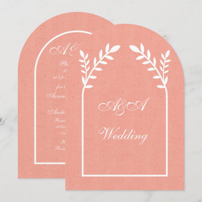 Convite de Casamento Minimalista com Arco de Pêsse (Frente/Verso)