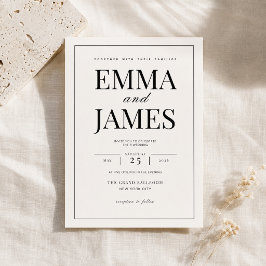 Convite de Casamento Minimalista com Borda Fina Ed