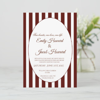 Convite de Casamento Minimalista com Borda Marrom