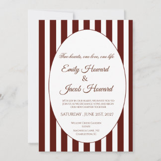 Convite de Casamento Minimalista com Borda Marrom
