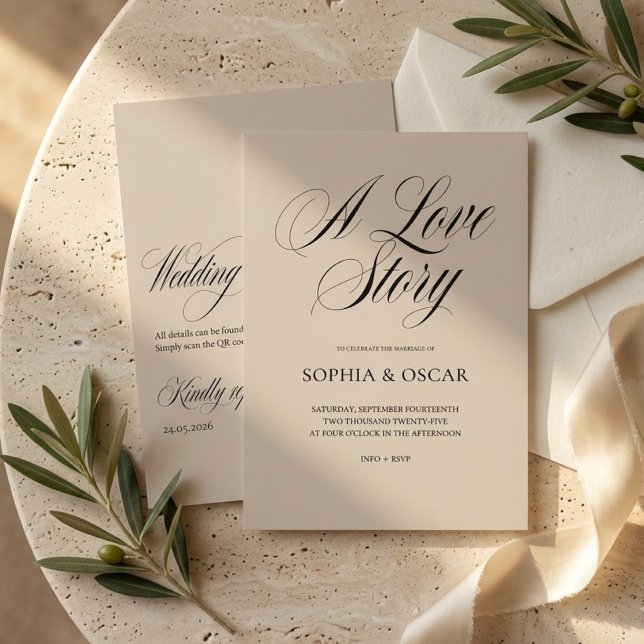 Convite de Casamento Minimalista com Código QR  (Criador carregado)