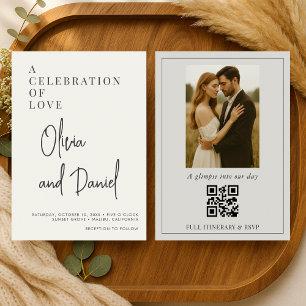 Convite de Casamento Minimalista com Código QR em