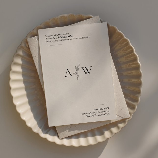 Convite de casamento minimalista com Design botâni (Criador carregado)