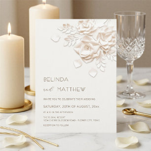 Convite de Casamento Minimalista com Flores de Mar