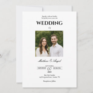 Convite de Casamento Minimalista com Foto do Casal