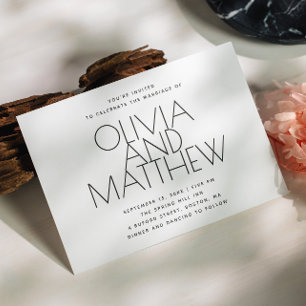 Convite de Casamento Minimalista com Foto & QR T