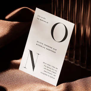 Convite de Casamento Minimalista com Iniciais De