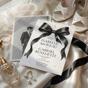 Convite de Casamento Minimalista com Laço Preto El