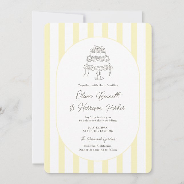 Convite de Casamento Minimalista com Listras Amare (Frente)