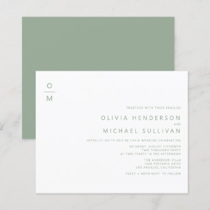 Convite de Casamento Minimalista com Monograma em 