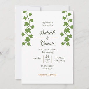 Convite de Casamento Minimalista com Trepadeira de