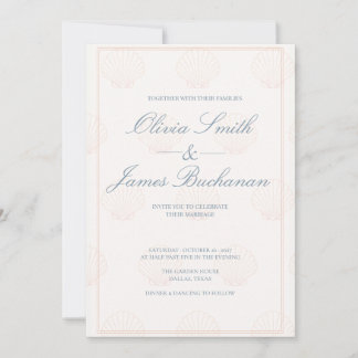 Convite de Casamento Minimalista Concha Costeira