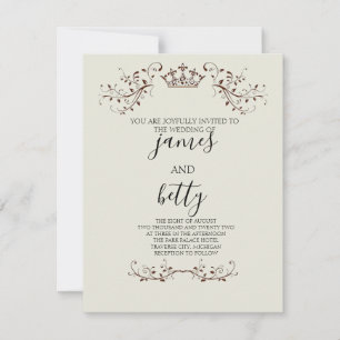 Convite de Casamento Minimalista Coroa Simples
