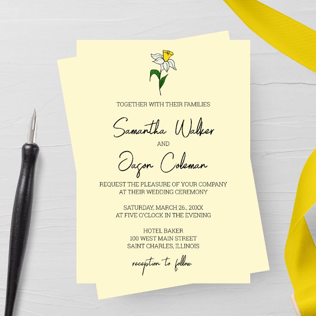 Convite De Casamento Minimalista Daffodil (Criador carregado)