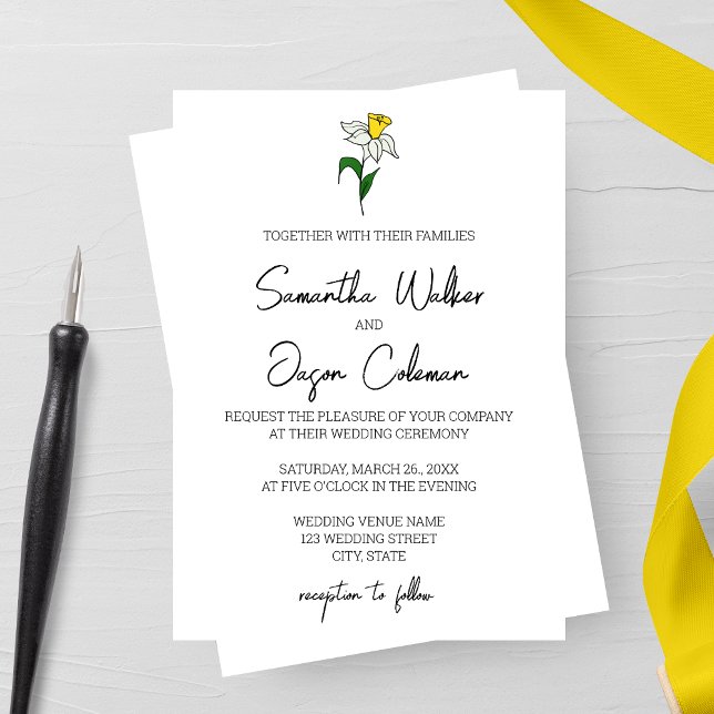 Convite De Casamento Minimalista Daffodil (Criador carregado)