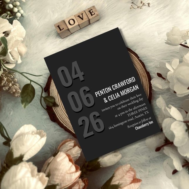 Convite de Casamento Minimalista - Data Blackout (Criador carregado)
