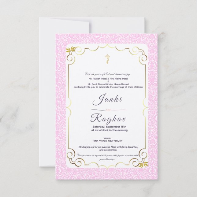 Convite de casamento minimalista do ganesha indian (Frente)