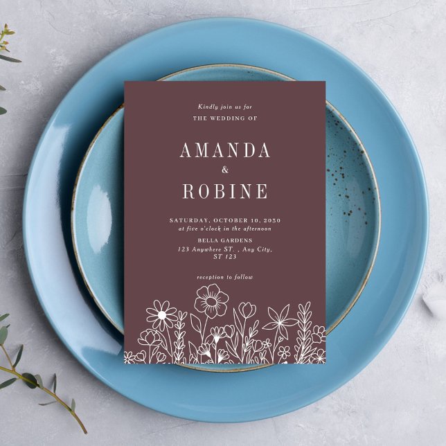 Convite de Casamento Minimalista Dusty Rosa (Criador carregado)