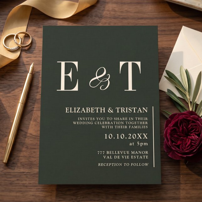 Convite de Casamento Minimalista Ébano Elegante (Criador carregado)