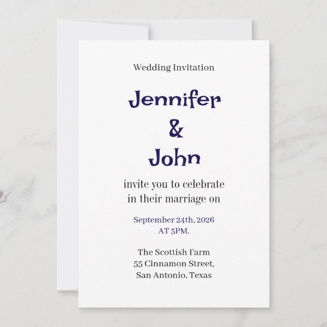 Convite De Casamento Minimalista Elegante (Frente)