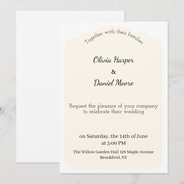 Convite de Casamento Minimalista Elegante (Frente/Verso)