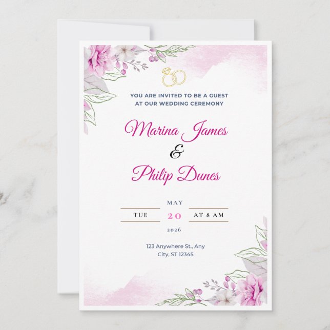 Convite de Casamento Minimalista Elegante (Frente)
