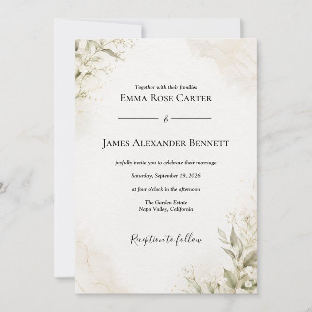 Convite de Casamento Minimalista Elegante (Frente)