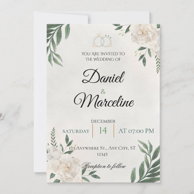 Convite de Casamento Minimalista Elegante (Frente)