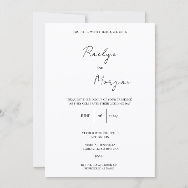 Convite de Casamento Minimalista Elegante (Frente)