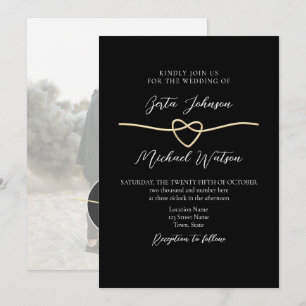Convite de Casamento Minimalista Elegante Dourado