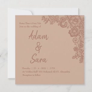 Convite de casamento Minimalista Elegante em Renda