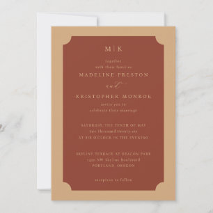 Convite de Casamento Minimalista Elegante Ferrugem