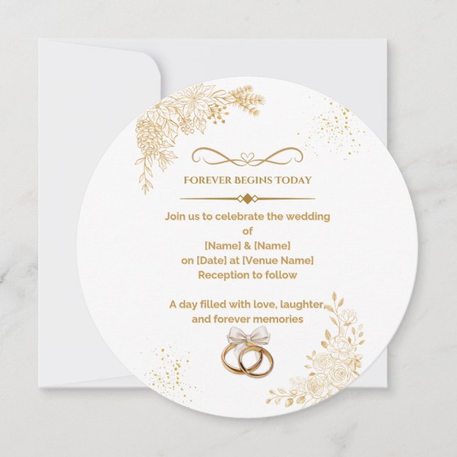 Convite de Casamento Minimalista Elegante – Flo Mo (Frente)