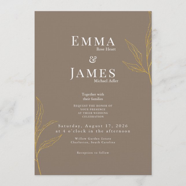 Convite de Casamento Minimalista Elegante | Modern (Frente)