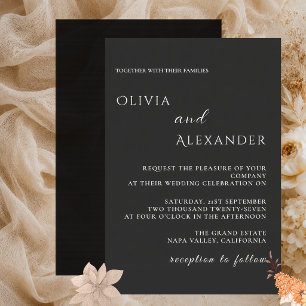 Convite de Casamento Minimalista Elegante Preto Mo