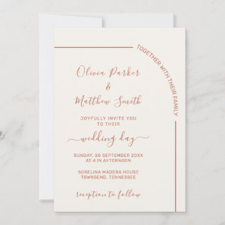 Convite de Casamento Minimalista Elegante Terracot