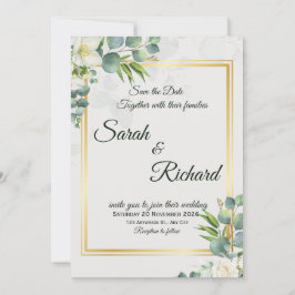 Convite de Casamento Minimalista Elegante Verde