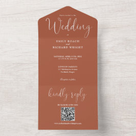 Convite de Casamento Minimalista em Terracota com