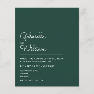 Convite de casamento minimalista esmeralda orçamen