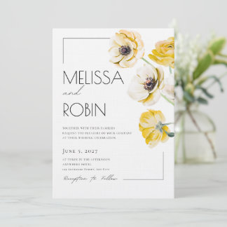 Convite de Casamento Minimalista Flor de Anêmona D