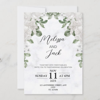 Convite De Casamento Minimalista Floral