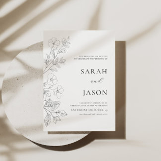 Convite de Casamento Minimalista Floral
